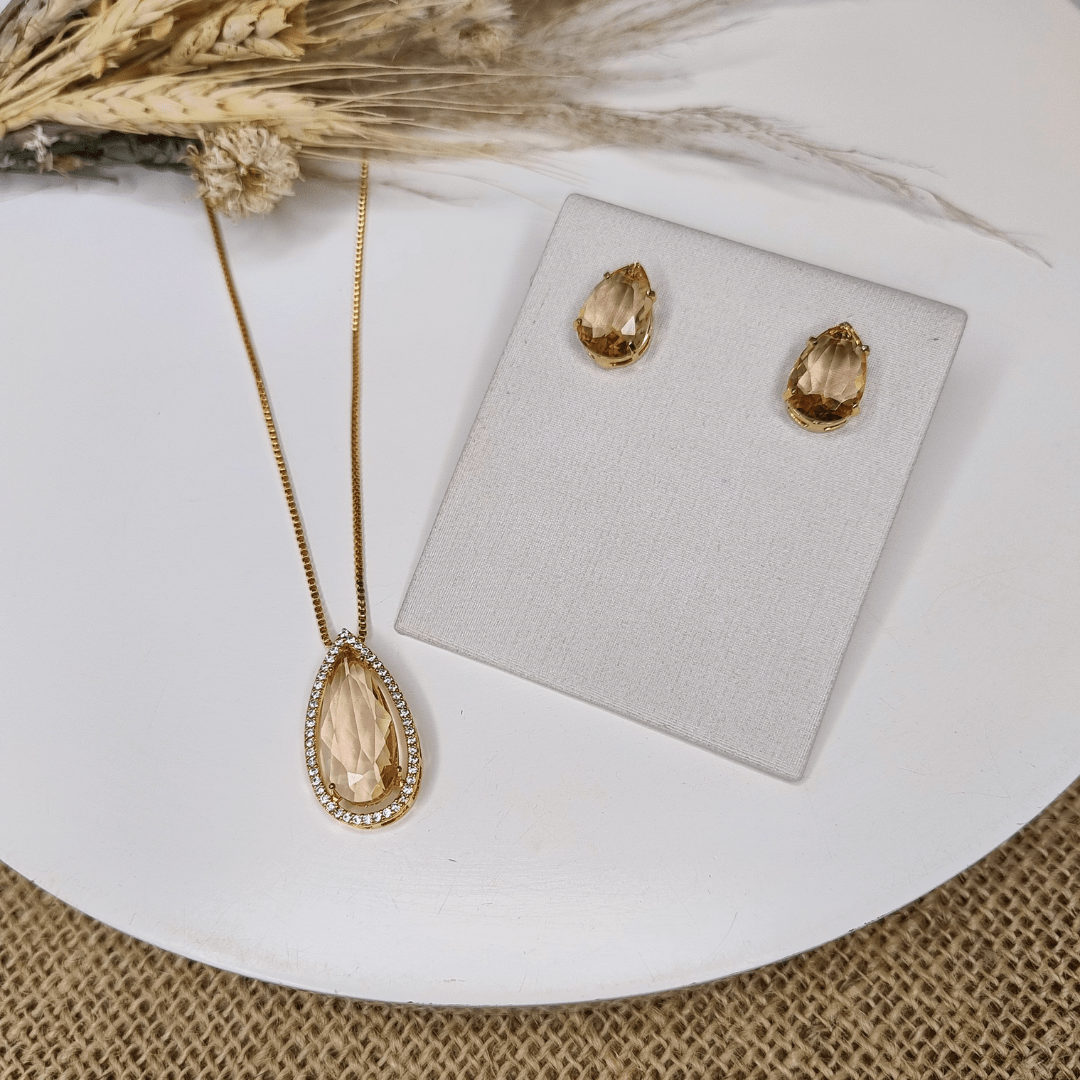 KIT BRINCO E COLAR TALLIS Cor:AMBAR
