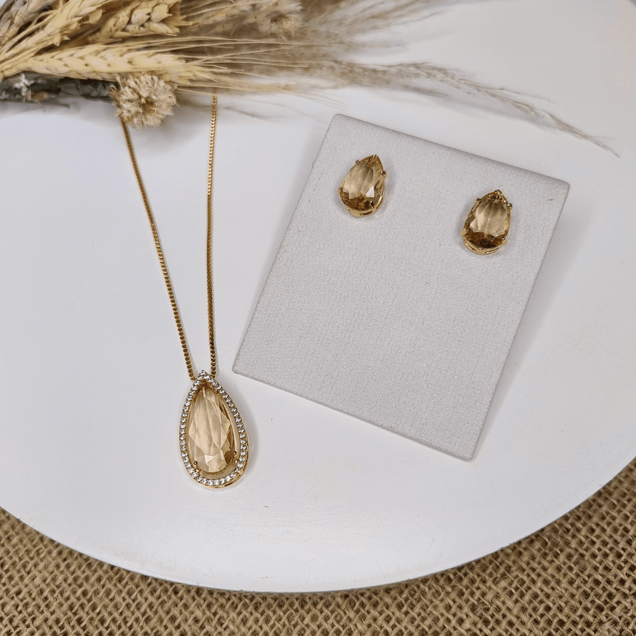 KIT BRINCO E COLAR TALLIS Cor:AMBAR