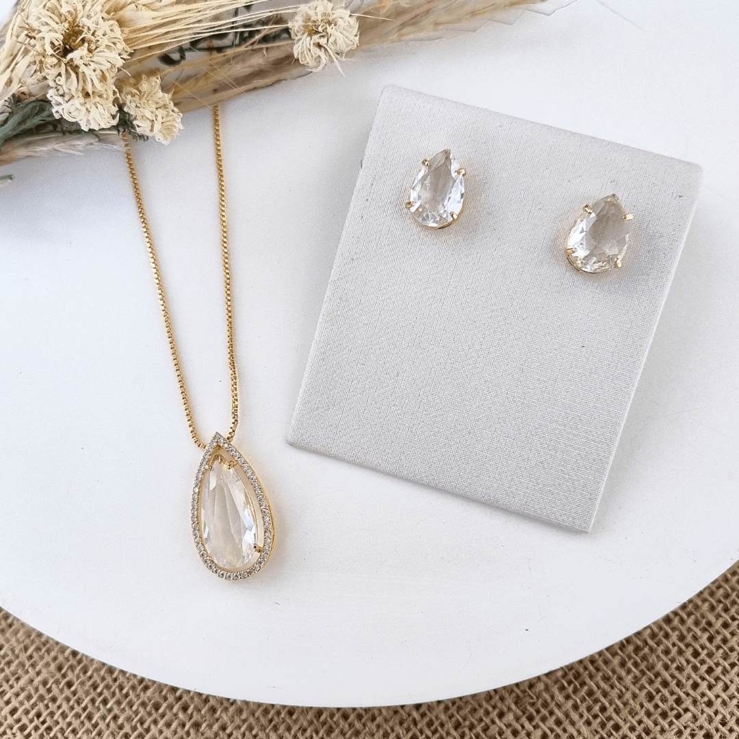 KIT BRINCO E COLAR TALLIS Cor:cristal