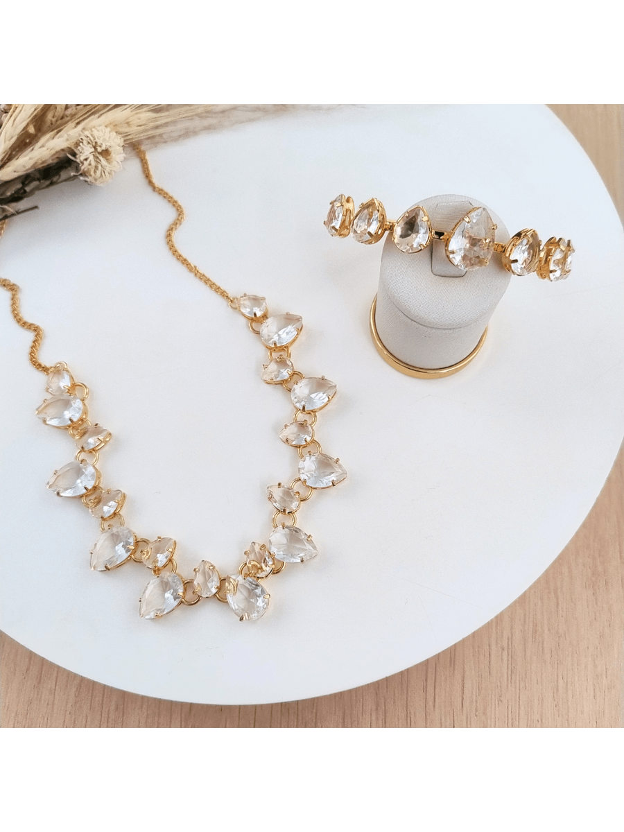 KIT COLAR BRINCO BRACELETE MIRIAN WALL CRISTAL Cor:cristal