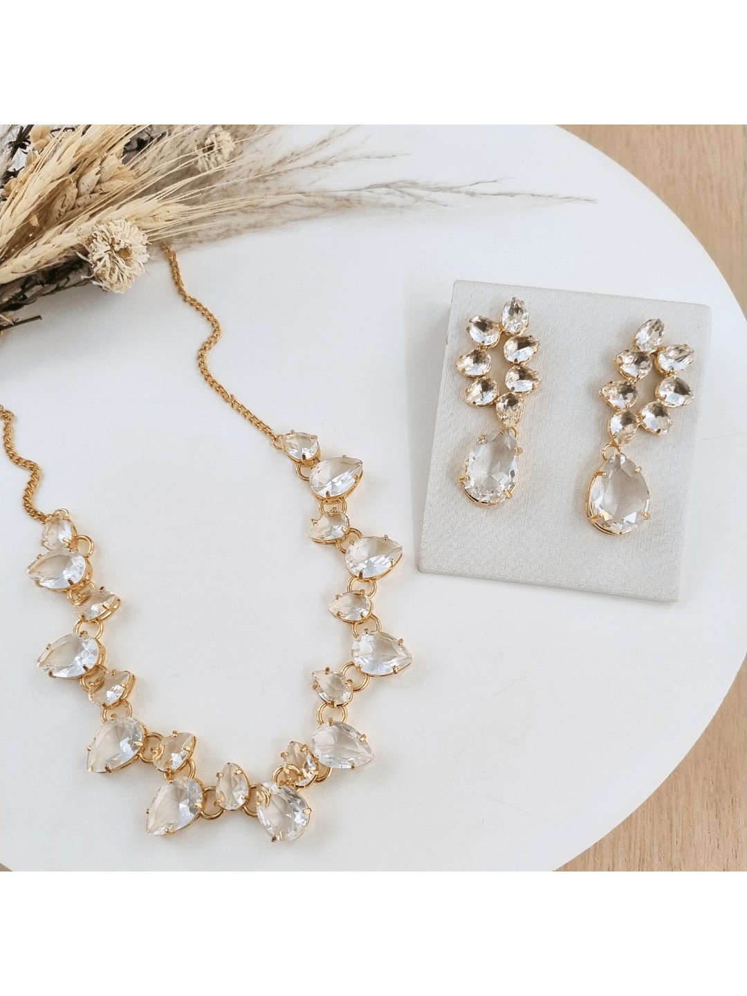 KIT COLAR BRINCO BRACELETE MIRIAN WALL CRISTAL Cor:cristal