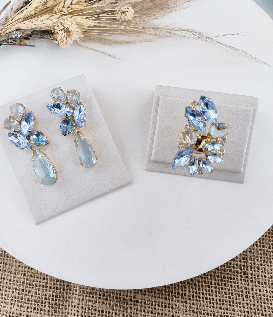 KIT BRINCO + ANEL GALADRIEL TONS DE AZUL Cor:TONS DE AZUL