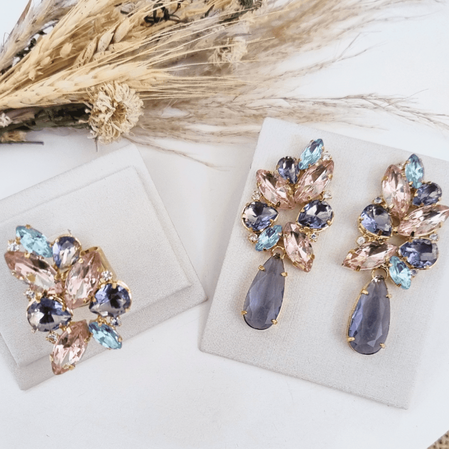 KIT BRINCO E ANEL JOSY (AZUL LILAS E ROSA) Cor:AZUL LILAS E ROSA