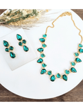 KIT COLAR E BRINCO MIRIAN PRINCESS ESMERALDA Cor:TONS DE VERDE