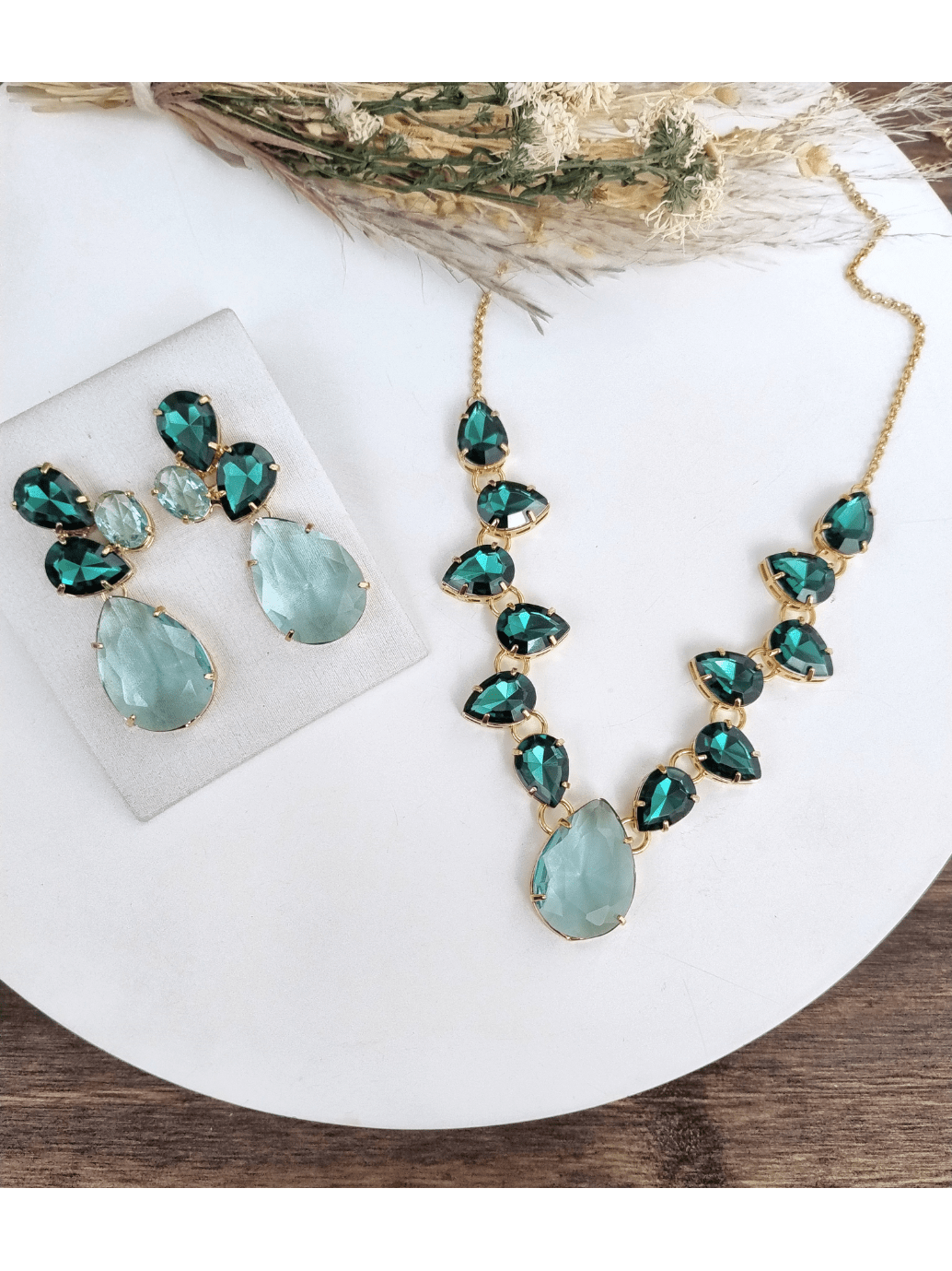 KIT COLAR COM BRINCO CAMPOS Cor:TONS DE VERDE