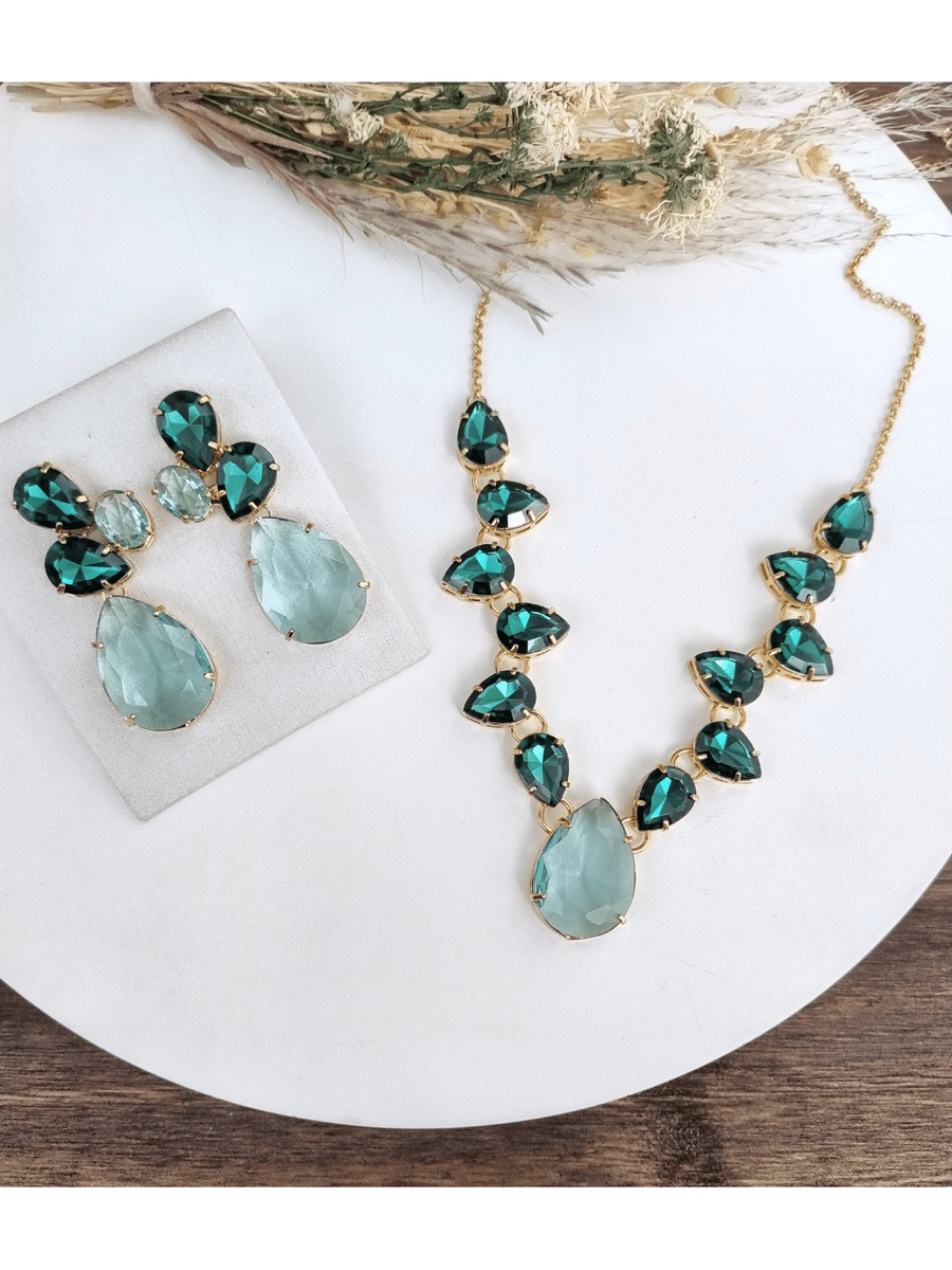KIT COLAR COM BRINCO CAMPOS Cor:TONS DE VERDE