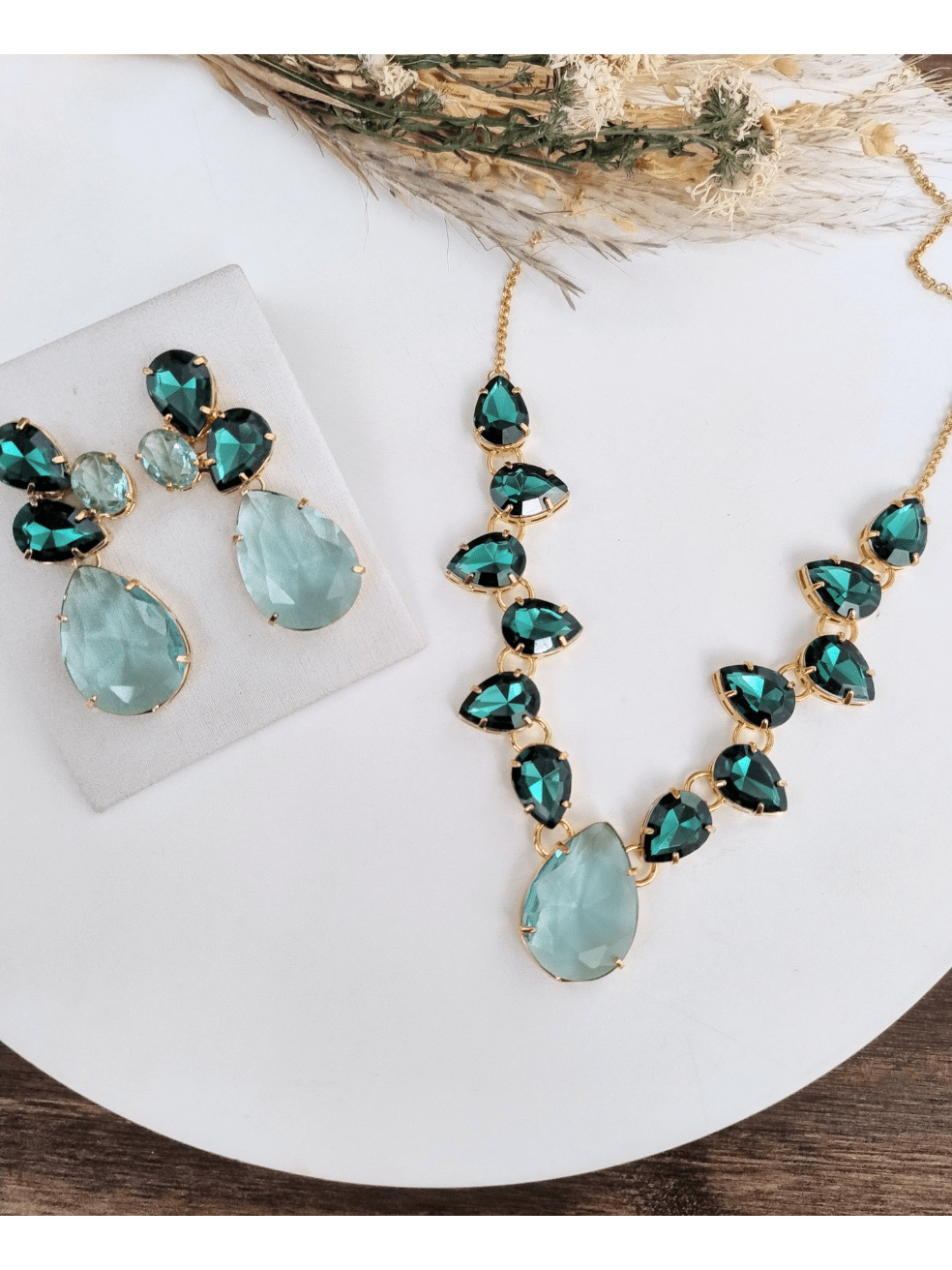 KIT COLAR COM BRINCO CAMPOS Cor:TONS DE VERDE