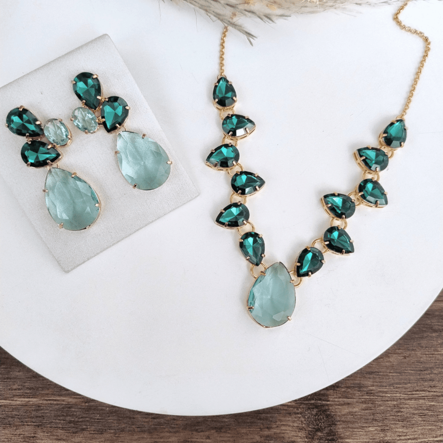 KIT COLAR COM BRINCO CAMPOS Cor:TONS DE VERDE