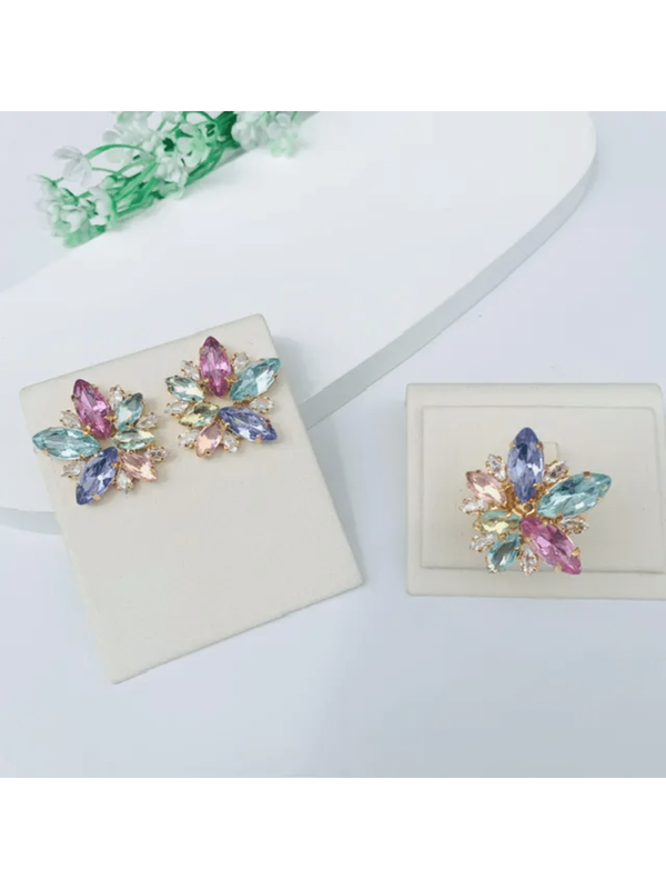 KIT ANEL E BRINCO FLOFLO COLLOR Cor:Multicolorido