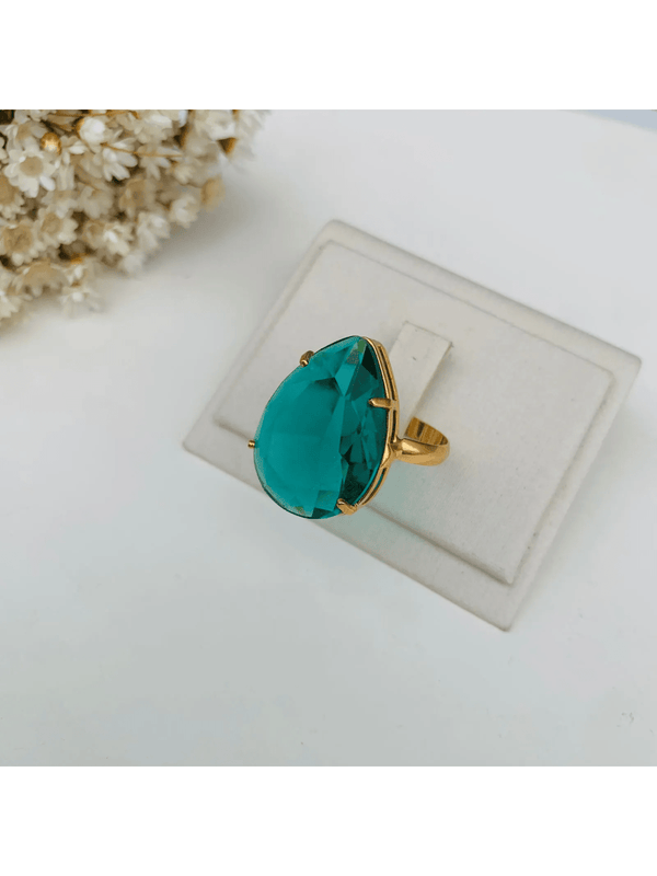 ANEL DIAMOND Cor:VERDE TURMALINA;Tamanho:17