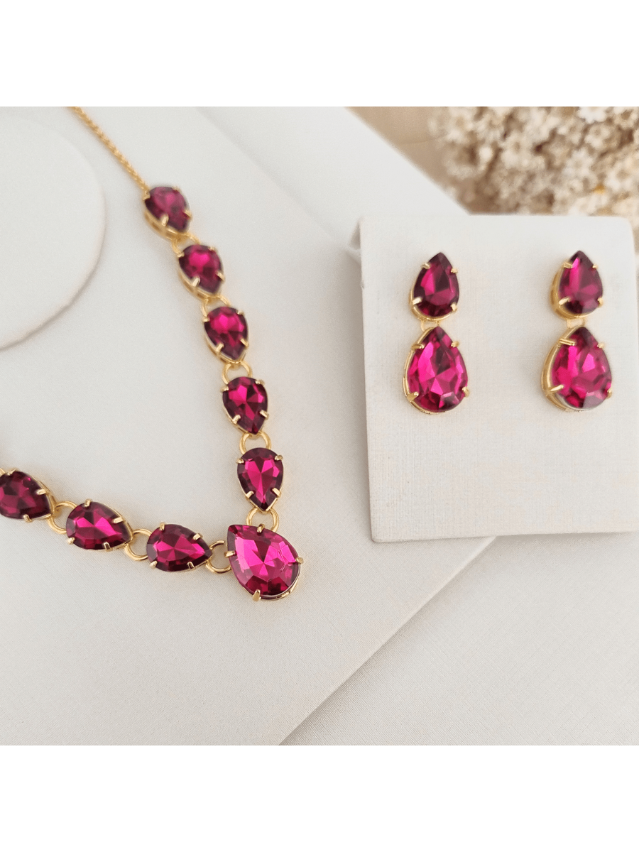 KIT COLAR COM BRINCO MONICA PINK Cor:Pink