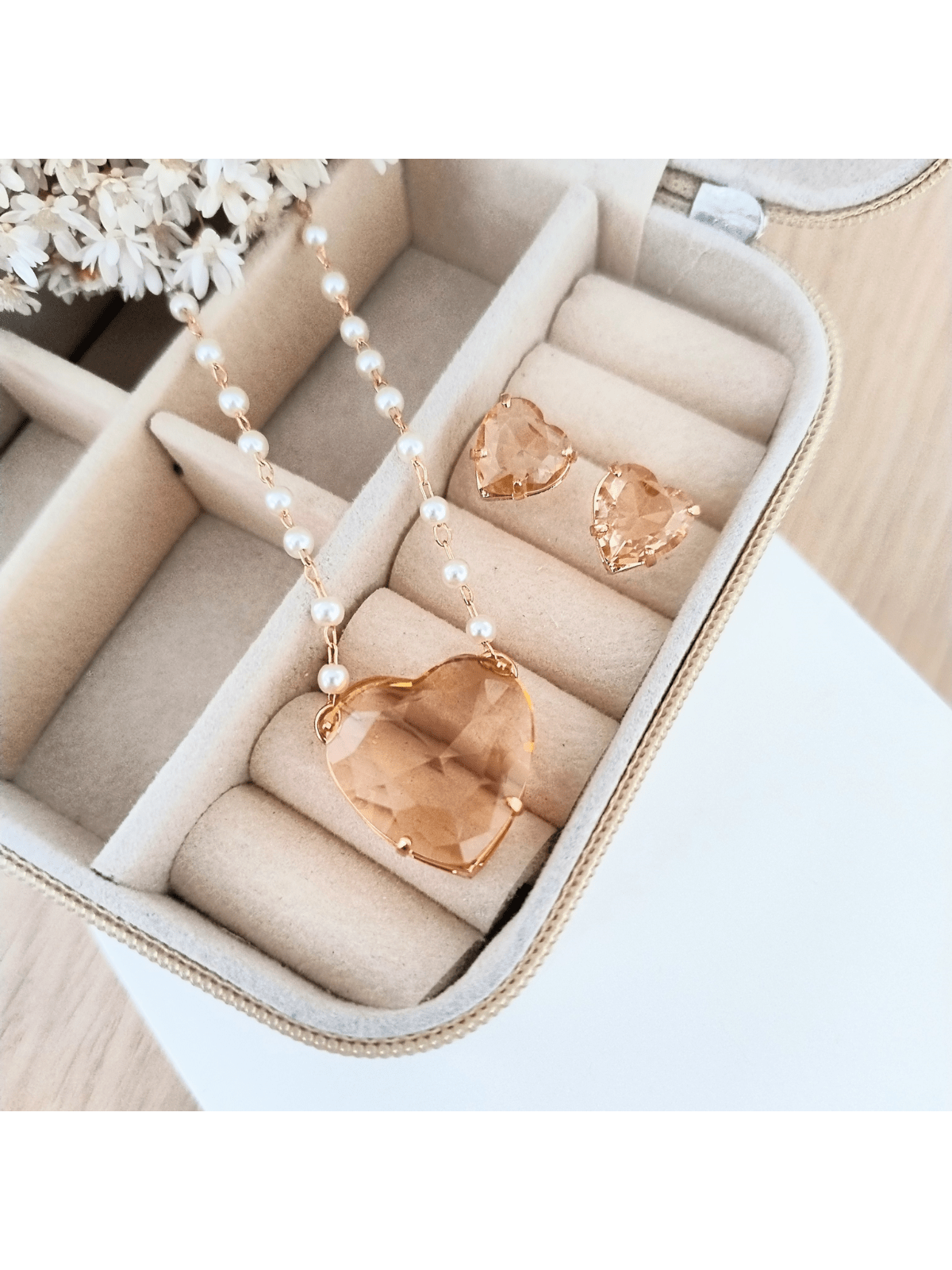KIT COLAR COM BRINCO LAIS DE ZIRCONIA Cor:AMBAR