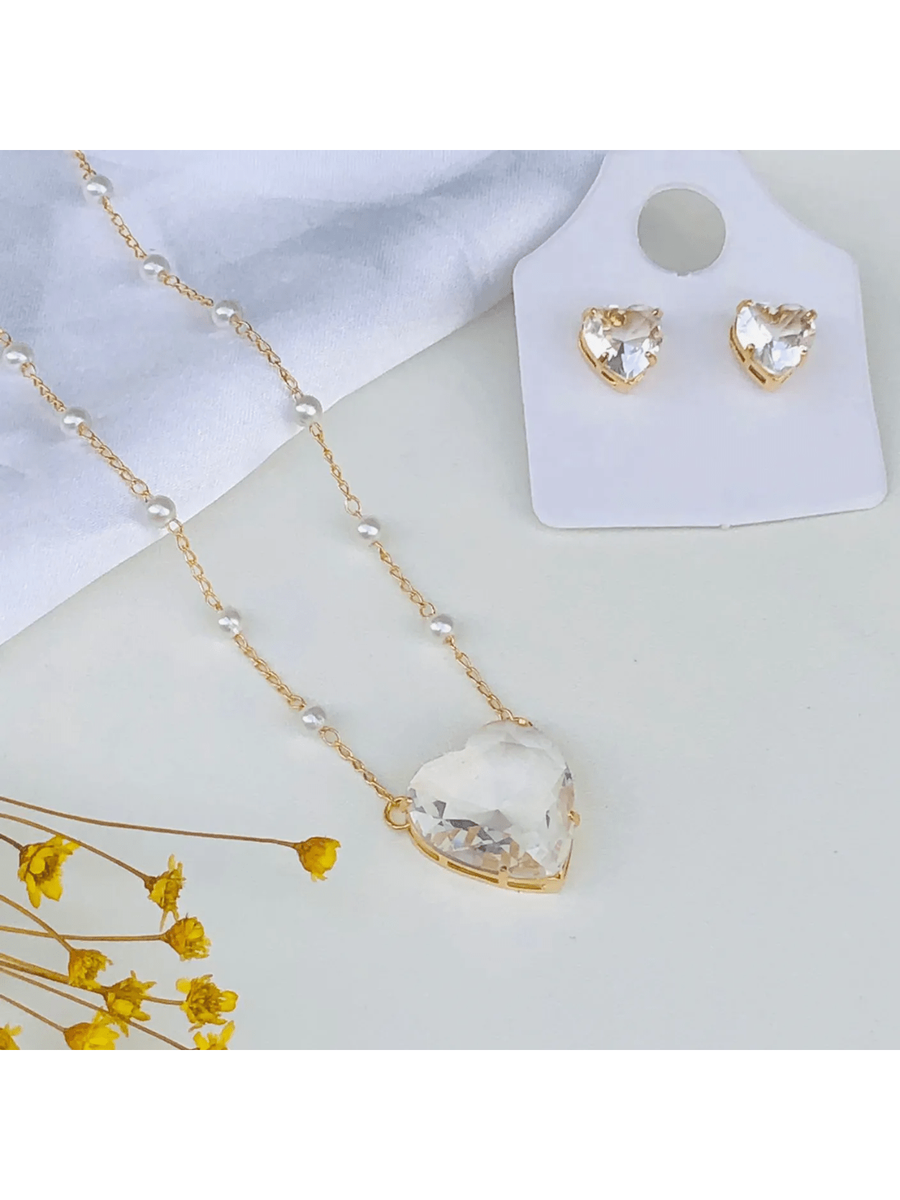 KIT COLAR COM BRINCO LAIS DE ZIRCONIA Cor:cristal