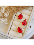 KIT GOTA COLAR COM BRINCO VERMELHO ZIRCONIA Cor:Vermelho