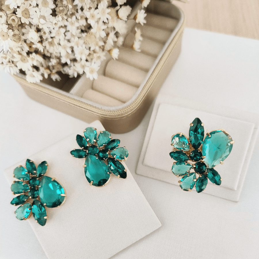 KIT ANEL COM BRINCO MARTHA TONS DE VERDE Cor:TONS DE VERDE