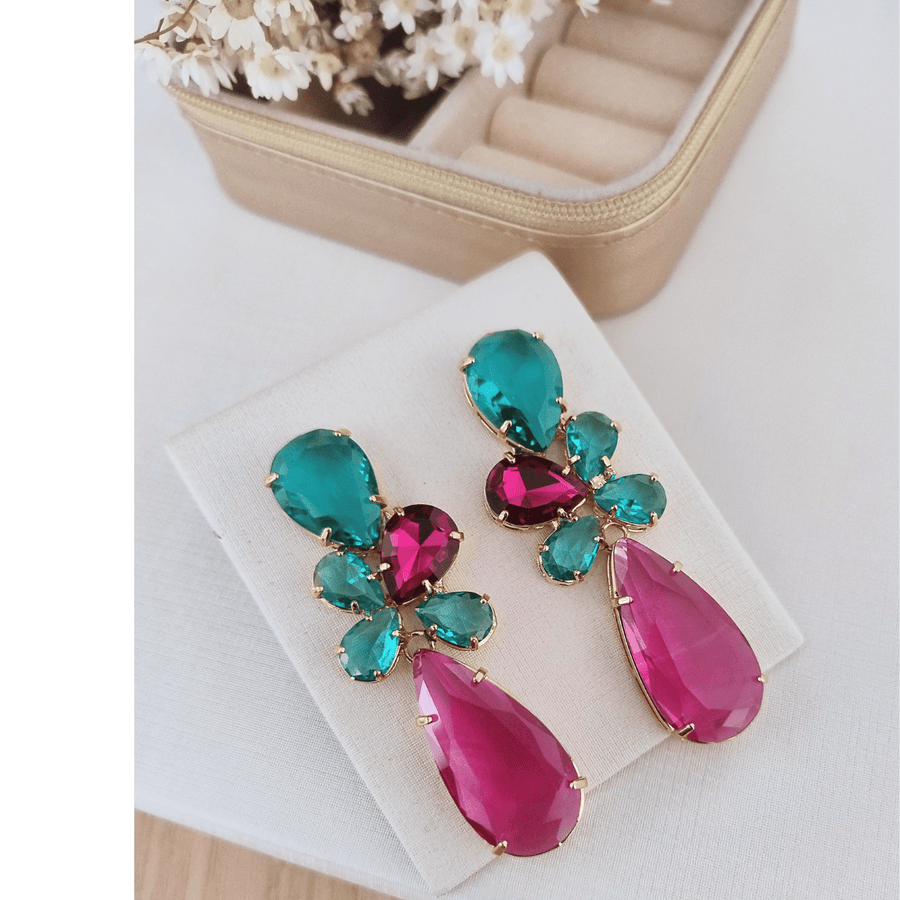 BRINCO ISAURA PINK COM TURMALINA