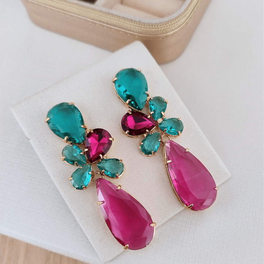 BRINCO ISAURA PINK COM TURMALINA
