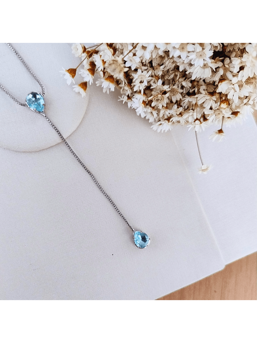 GRAVATINHA V E V MINI DE ZIRCONIA BANHO PRATA Cor:Azul bebê