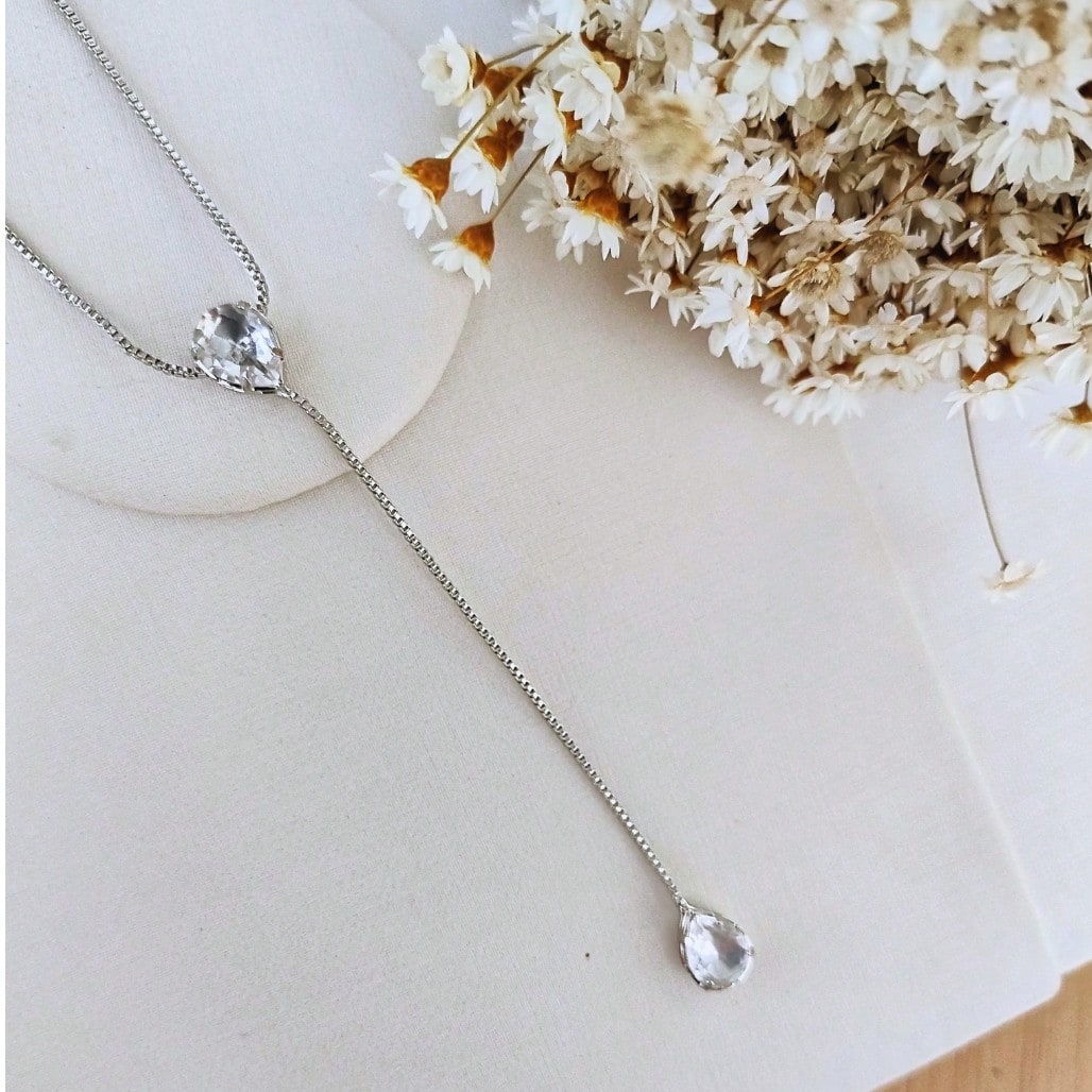 GRAVATINHA V E V MINI DE ZIRCONIA BANHO PRATA Cor:cristal