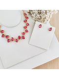 KIT COLAR COM BRINCO MANAUS DE ZIRCONIA BANHO OURO Cor:Rosa chiclete