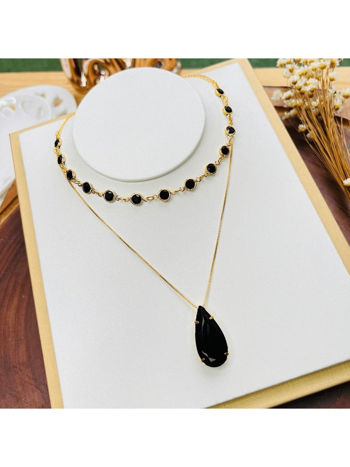 KIT CHOCKER COM COLAR GOTA PALITO ZENON Cor:Preto