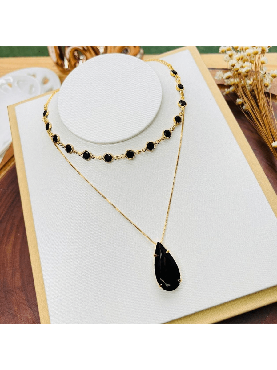 KIT CHOCKER COM COLAR GOTA PALITO ZENON Cor:Preto