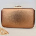 Clutch Marrom Cobre Metalizada com Detalhe Dourado