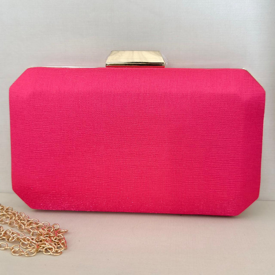 Clutc Rosa Pink com Detalhe Dourado