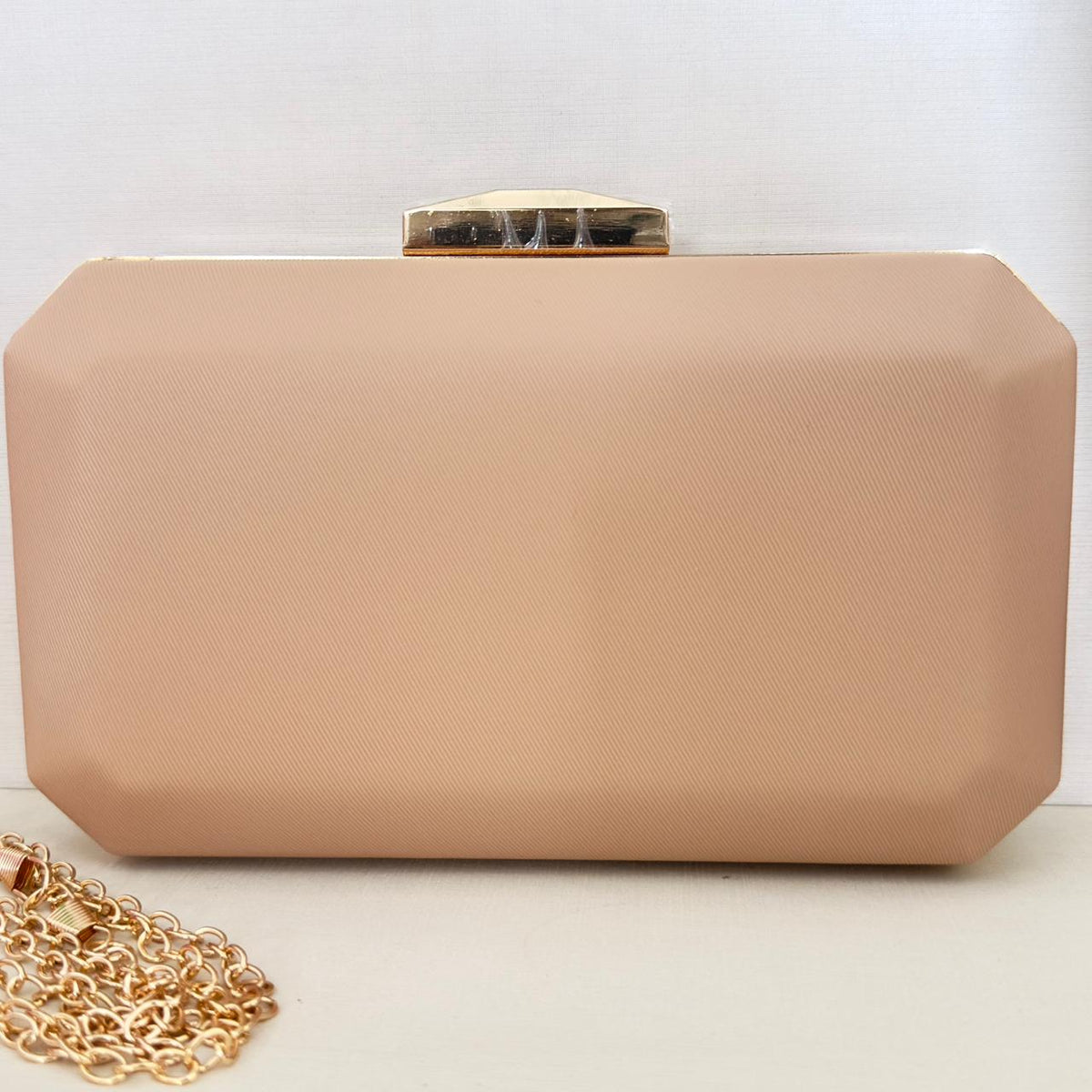 Clutch Rosa Nude Detalhe Dourado