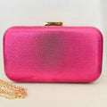 Clutch Brilhosa Rosa Pink com Detalhe Dourado