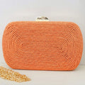 Clutch de Cordão Laranja Coral com Detalhe Dourado