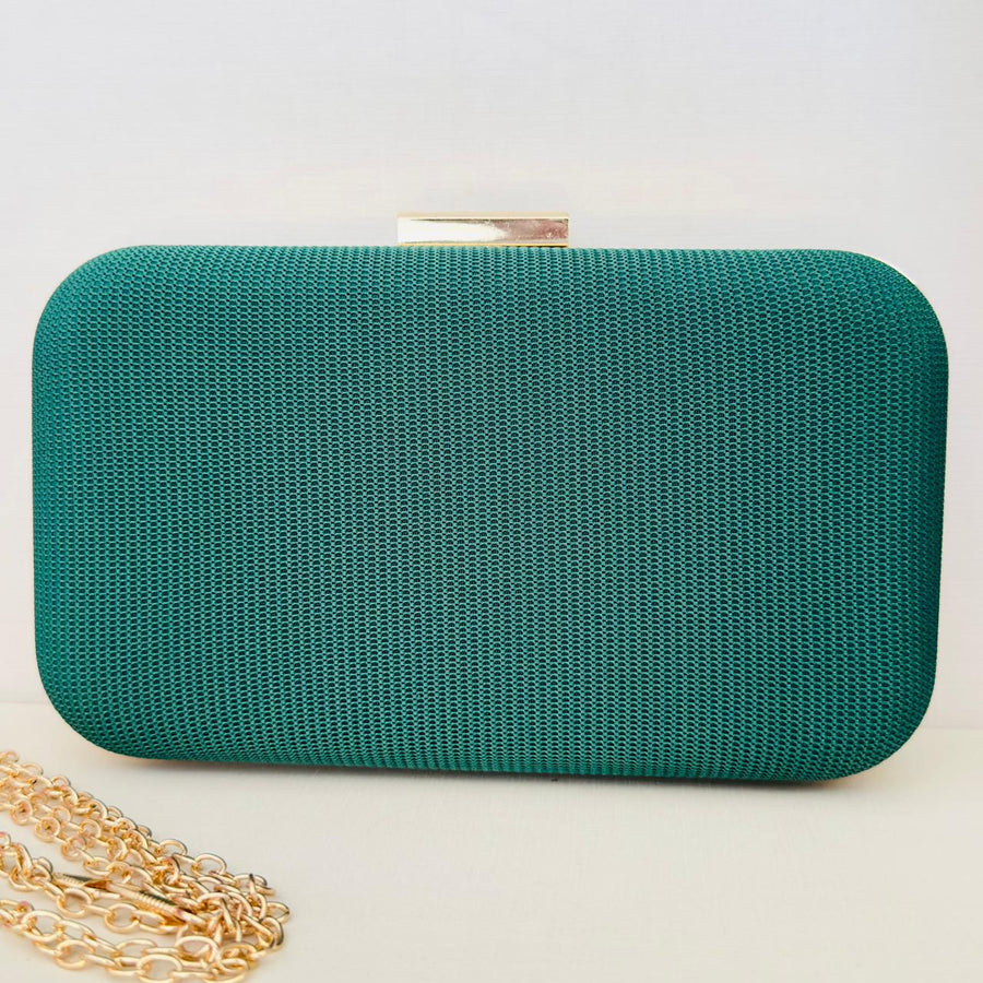Clutch Verde Esmeralda com Detalhe Dourado