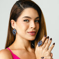 Kit Brinco e Anel Regulável Kate Azul Safira Dourado
