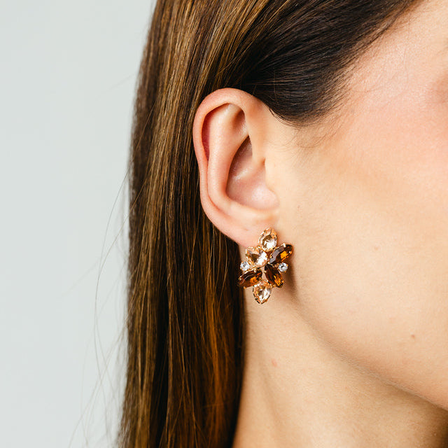 Kit Colar, Brinco e Pulseira Blair Tons de Marrom Dourado