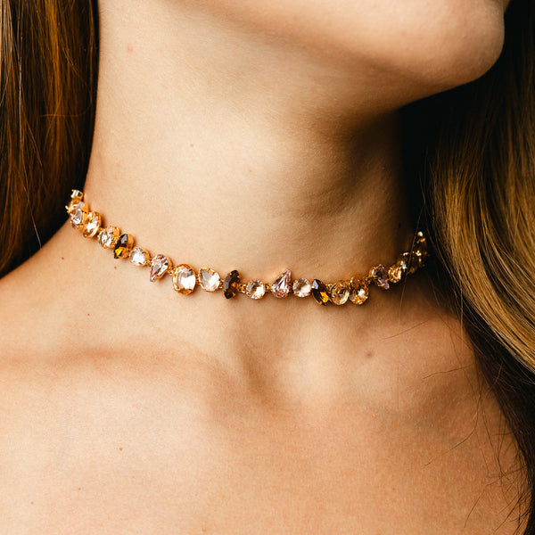 Kit Colar, Brinco e Pulseira Blair Tons de Marrom Dourado