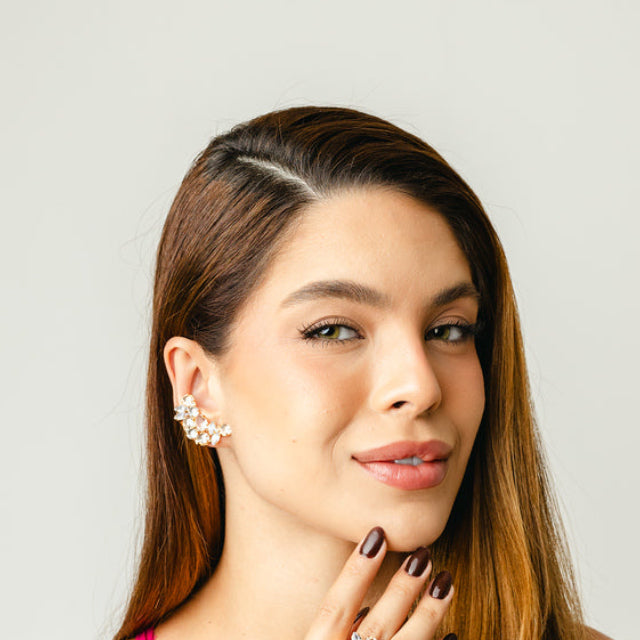Ear Cuff Israel Cristal de Zircônia Banho Dourado