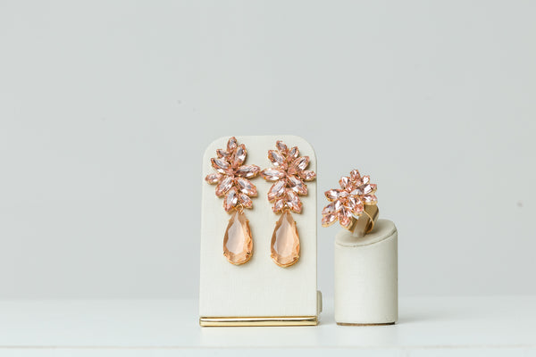 Kit Anel Regulável com Brinco Londres Nude Dourado