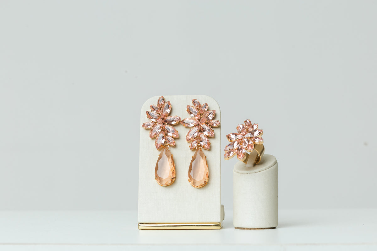 Kit Anel Regulável com Brinco Londres Nude Dourado