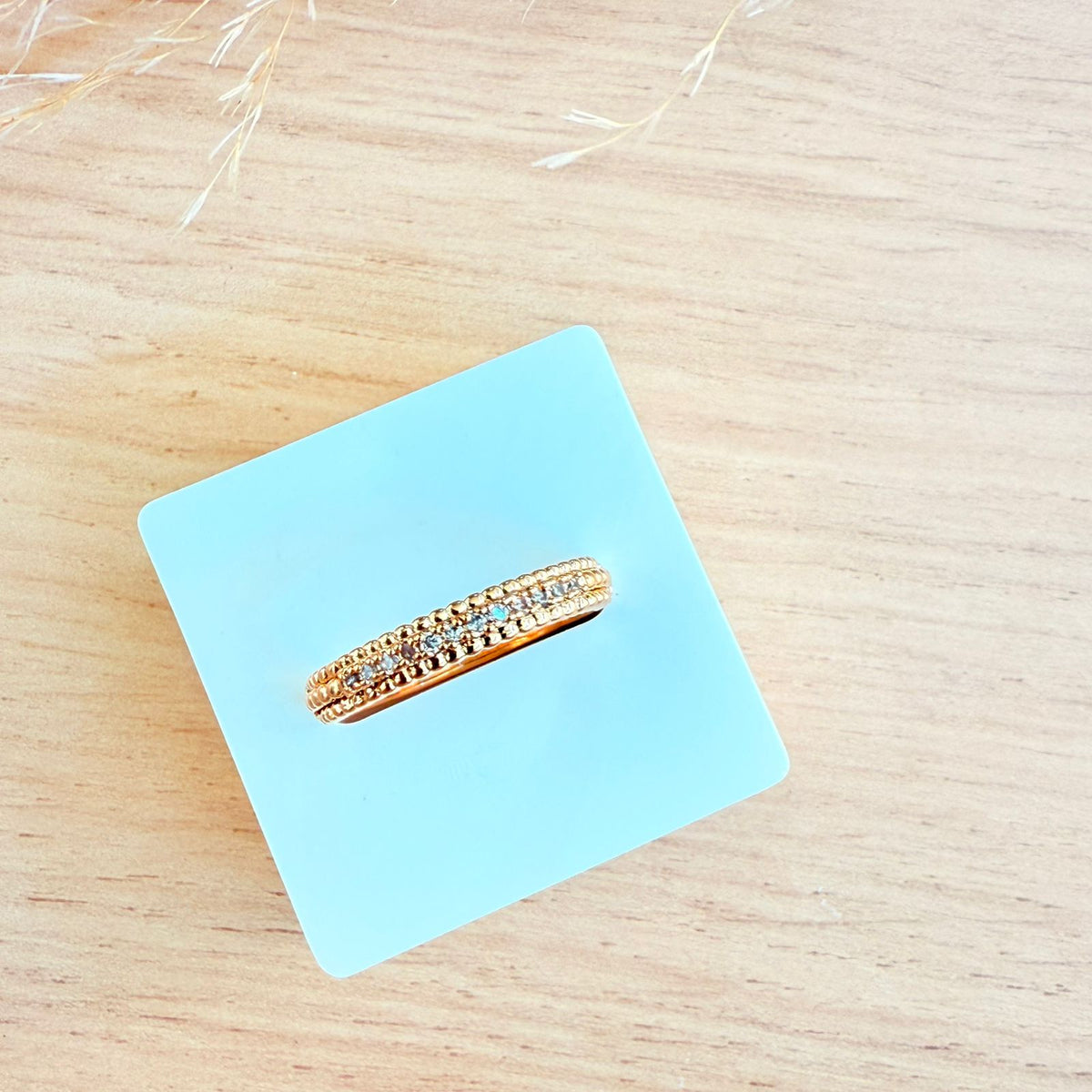 Anel Aparador Delicado com Pontos de Zircônias | Dourado Tamanho:21