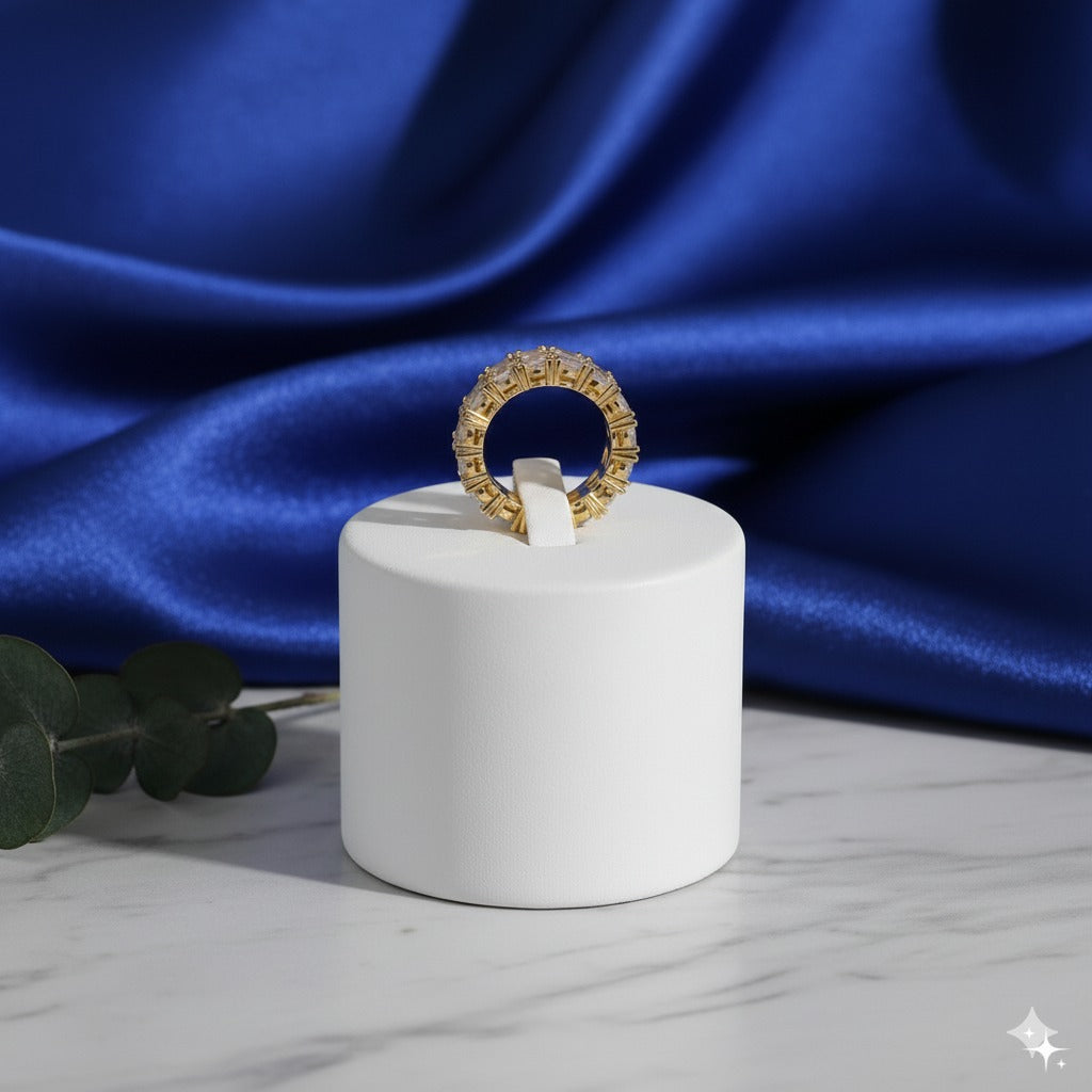Anel Aparador Dupla Aliança Zircônia | Dourado