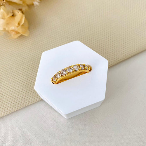 Anel Aparador Meia Aliança Com Zirconia Cristal