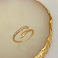 Anel Duplo Onda Com Zircônia Dourado