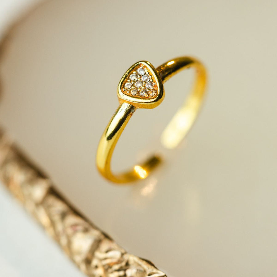 Anel Regulavel Triangulo Com Mini Zirconia