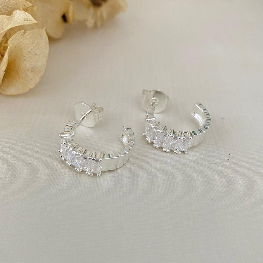 Argola de Zircônia Cristal Lady Prata