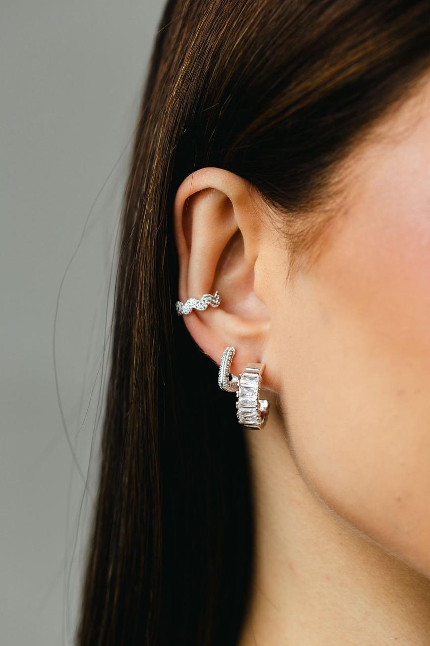 Argola de Zircônia Cristal Lady Prata