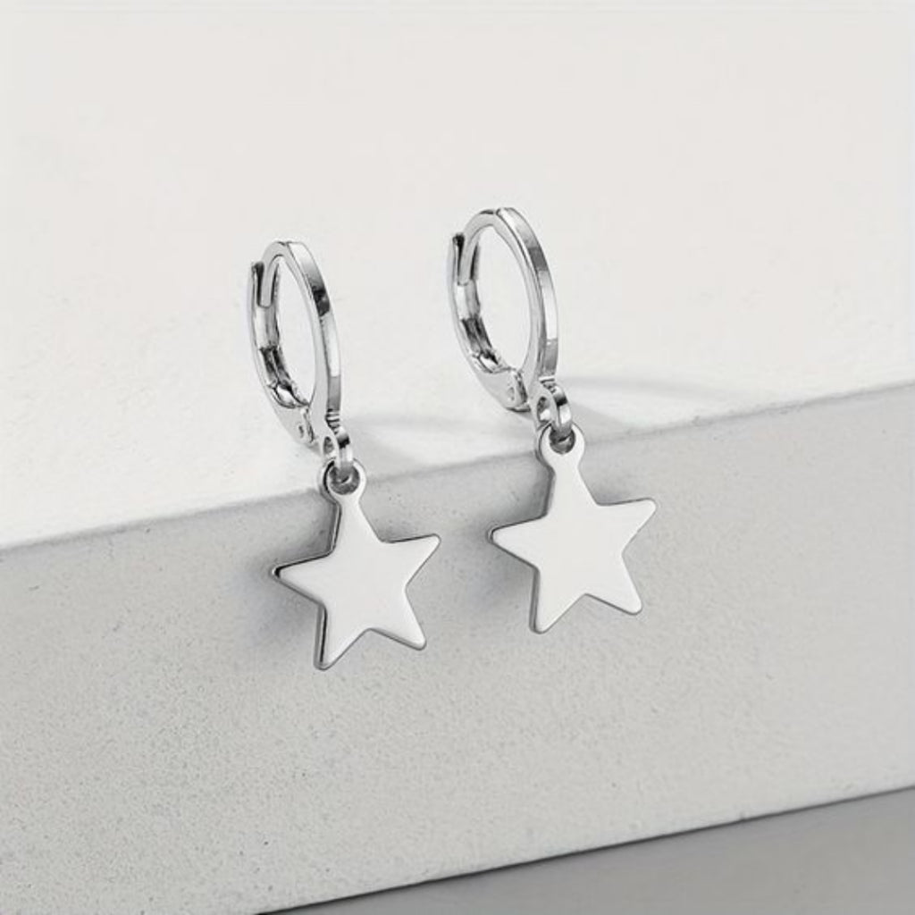 argolinha com estrela banho de prata