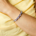 Bracelete Ajustável de Navete Lavanda Banho Prata