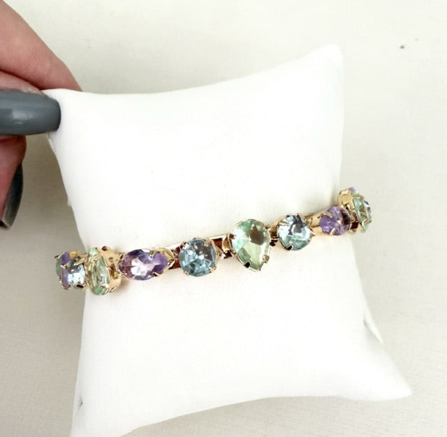 Bracelete Ajustável Helena Menta com Lavanda Dourado