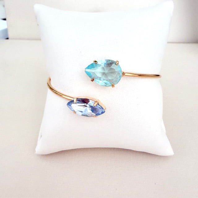 Bracelete Gota com Navete Tons de Azul Dourado