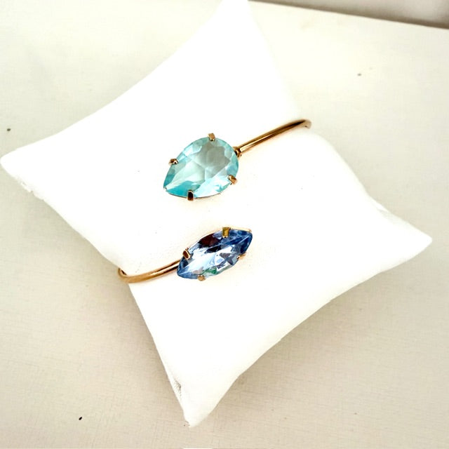 Bracelete Gota com Navete Tons de Azul Dourado